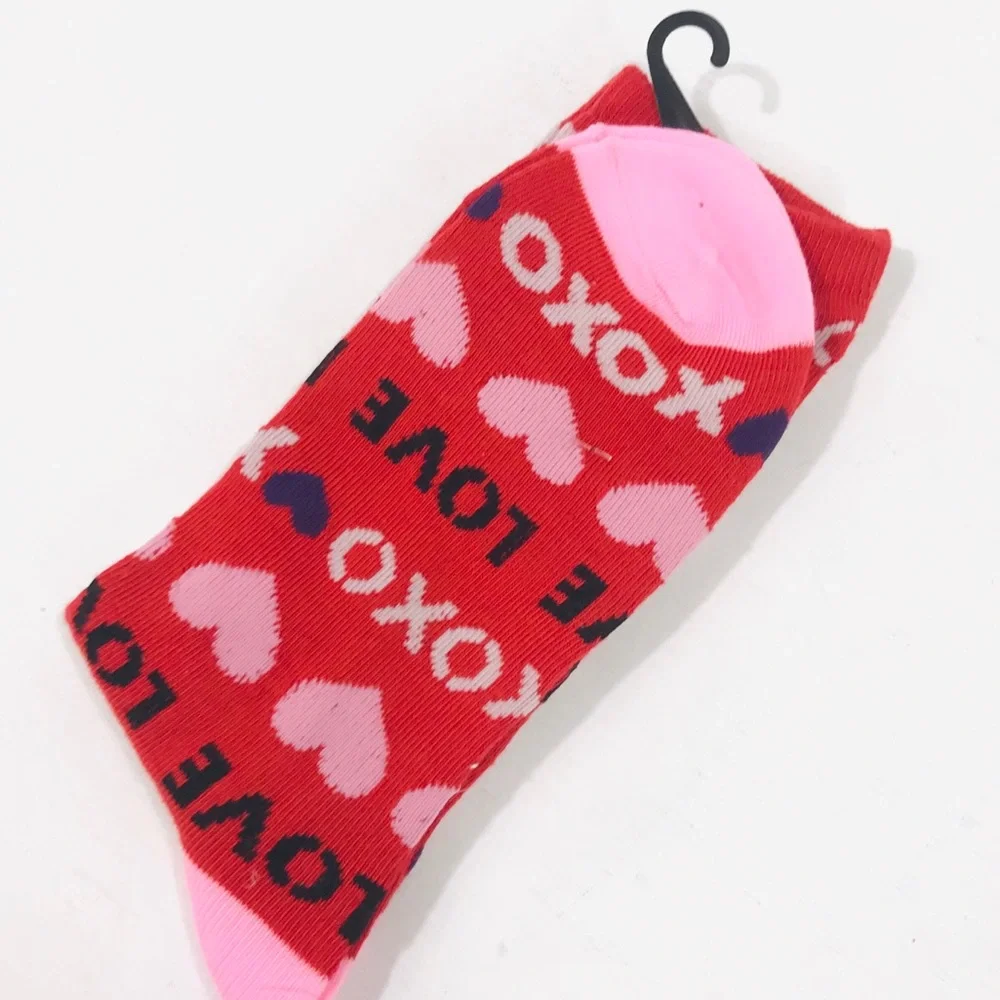 LeGale Love XOXO Valentines Day Socks, Red, Pink
